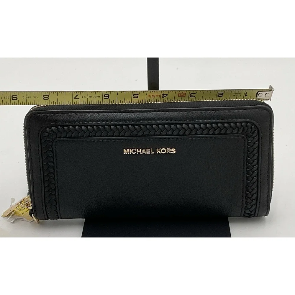 Michael Kors Lady Large Travel Continental Long Zip Around Wristlet Wallet Black